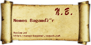 Nemes Bagamér névjegykártya